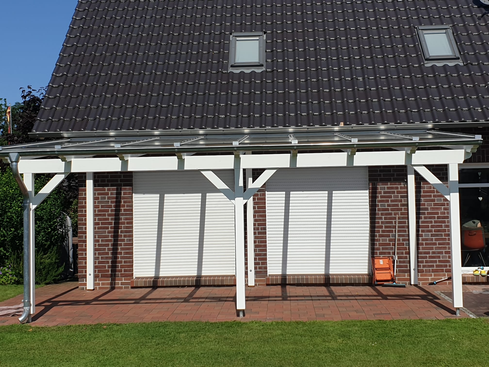 Terrassen&uuml;berdachung &ndash; Wei&szlig; &ndash; Ansicht 1